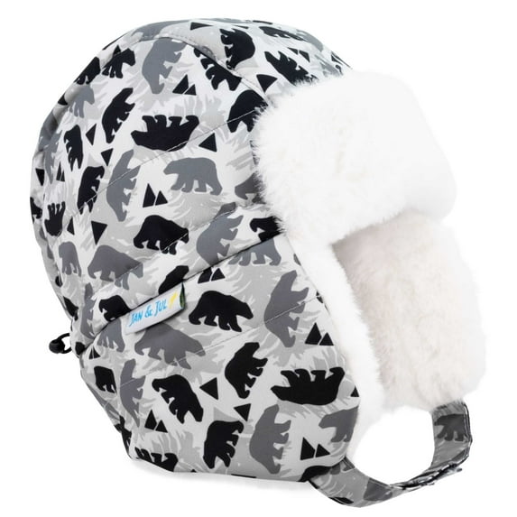 JAN & JUL Kids Windproof Trapper Winter Hat Faux Fur (L: 2-5T, Bear)