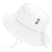 JAN & JUL Quick-Dry Baby Bucket Hat With Strap, 50+ UPF Sun Protection (S: 0-6 Months, White)