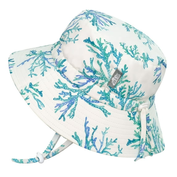 JAN & JUL Quick Dry Bucket Hat for Swimming, Beach Hat with Sun Protection for Toddlers (M: 6-24 Months, Blue Coral)