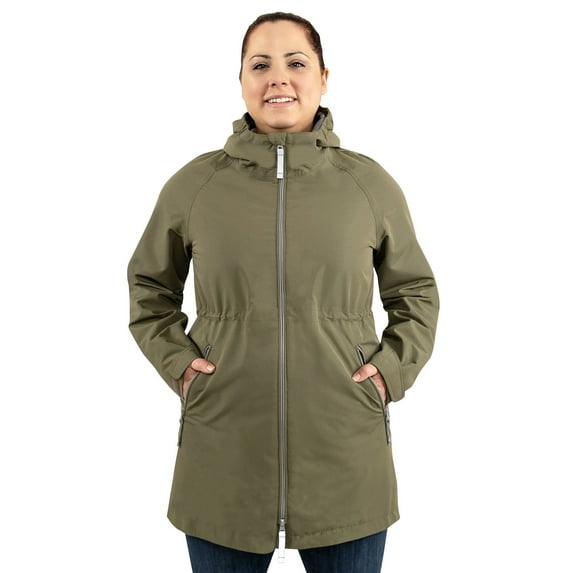 JAN & JUL Rain-Coat for Women, Waterproof with Pockets (Army Green, Size L)
