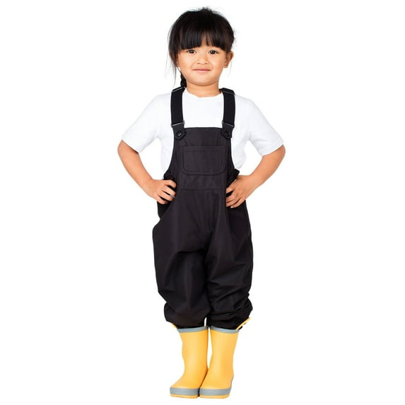 JAN & JUL Snow Pants for Baby Boys Girls, Waterproof Overalls (Black, 1-2T)