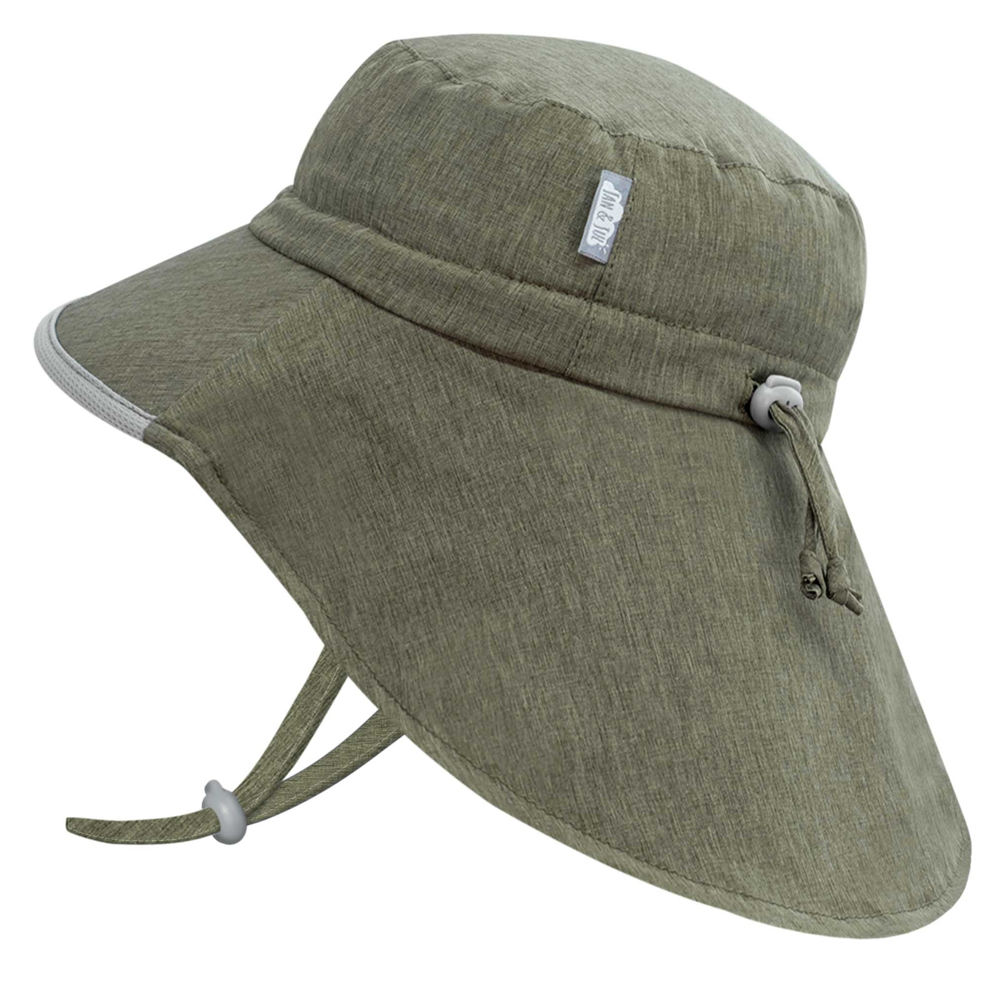 JAN & JUL Summer Adventure Swim Hats for Toddler Boys with Wide Brim (M:  6-24 Months, Army Green)