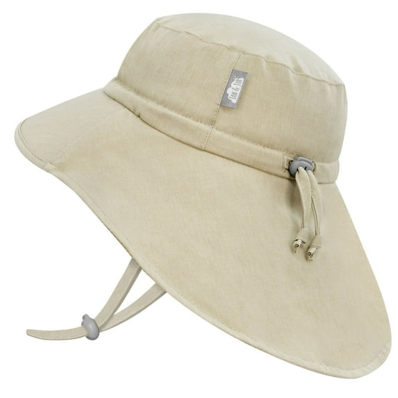 JAN & JUL Summer Adventure Swim Hats for Toddler Boys with Wide Brim (M: 6-24 Months, Wheat)