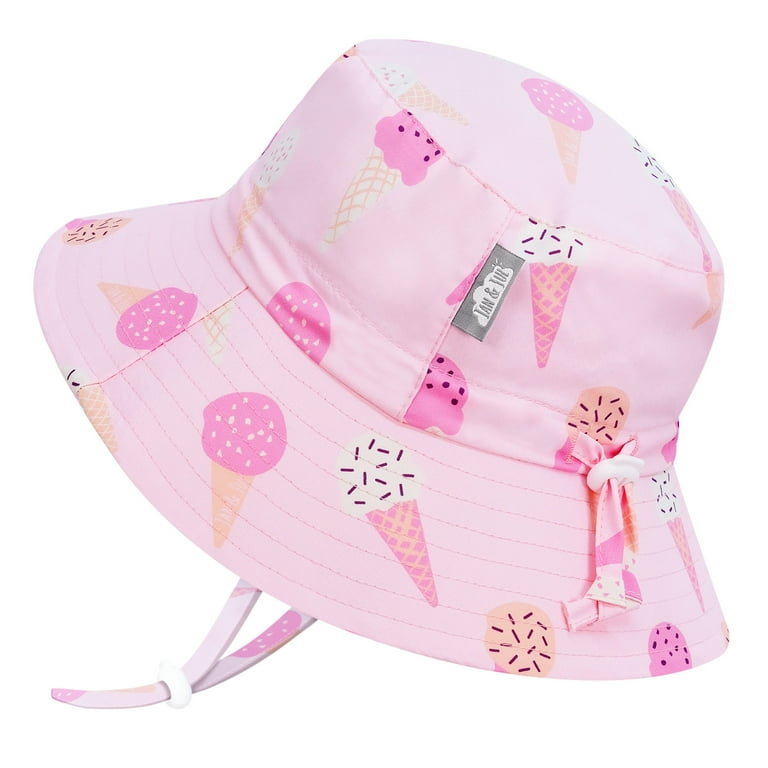 JAN JUL Sun Protection Toddler Swim Hat Girl, with Strap (M: