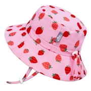 JAN & JUL Sun Protection Toddler Swim Hat Girl, with Strap (M: 6-24 Months, Pink Strawberry)