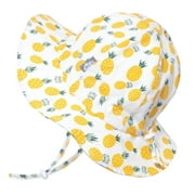 JAN & JUL Sunhat for Toddler Girl with Strap, Cute Beach Hat (M: 6-24 months, Yellow Pineapple)