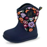 JAN & JUL Toddler Girls Lined Warm Cozy Snow Boots (Winter Flowers, Size 8 Toddlers)