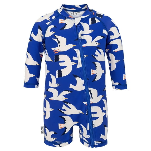 JAN & JUL UV Protective Toddler Swimsuit Boy, Long Sleeve UPF 50+ (18-24m, Seagull)