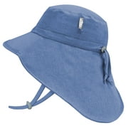 JAN & JUL Water Hats for Toddlers with UPF Sun Protection (M: 6-24 Months, Blue With Blue Trim)
