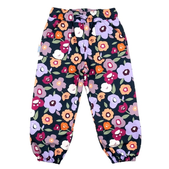 JAN & JUL Water-Proof Snow Rain Pants for Kids, Boys, Girls (Fleece-Lined: Winter Flowers, 4T)