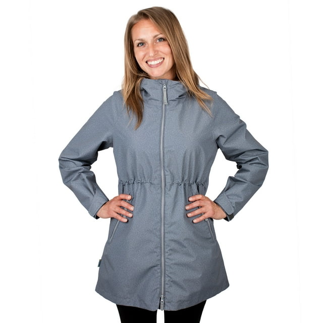 JAN & JUL Waterproof Rain-Coat for Women Thigh-Length Jacket (Heather Grey, Size L)
