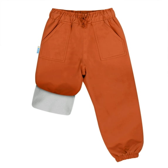 JAN & JUL Waterproof Winter Lightweight Rain Pants with Fleece-Lining for Boys and Girls (Fleece-Lined: Terracotta, Size 10 Years)