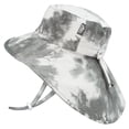 thumbnail image 1 of JAN & JUL Wide Brim Baby Sun-Hat with Neck-Flap and Adjustable Strap (S: 0-6 Months, Black Tie-Dye), 1 of 5
