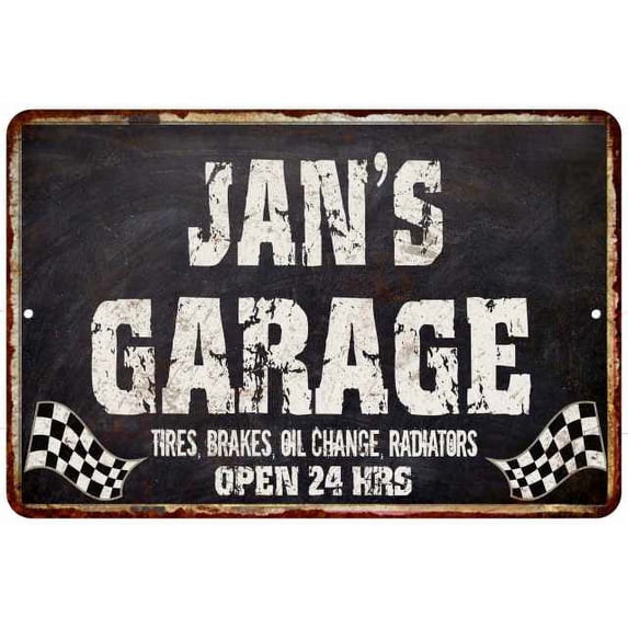 JAN'S Garage Black Grunge Gift Sign 12x18 Decor Gift 112180005012