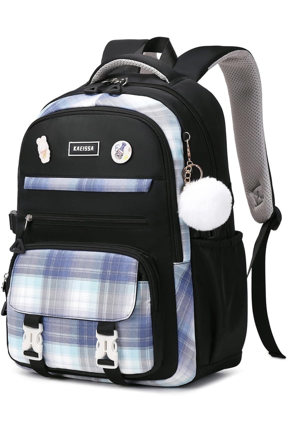 Backpacks for School Kawaii Backpacks Multiple Pockets School Book Bags for School, Age 6-14, Black