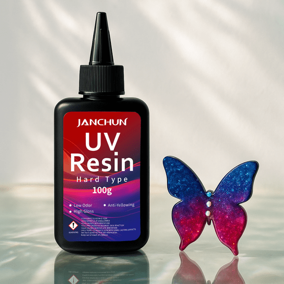 JANCHUN 100g Clear UV Resin Kit Low Odor, Fast Curing,Art And Painting Resin, Jewelry, Casting, DIY Gifts, Concrete-Compatible, Bottle Container, Crafting Essentials