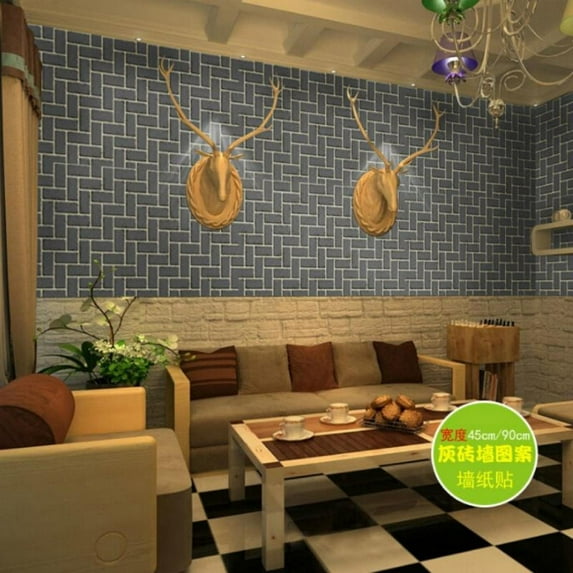 JANDEL 3D Brick Wall Stickers Self-Adhesive PVC Wallpaper Peel and Stick 3D Art Wall Panels for Living Room Bedroom Background Wall Decoration