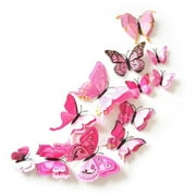 JANDEL 3D Double-decker Butterfly Wall Stickers, 12 Pcs, DIY Artificial Butterflies Stickers for House Home Refrigerator Tile Decor Removable Waterproof Self-Adhesive
