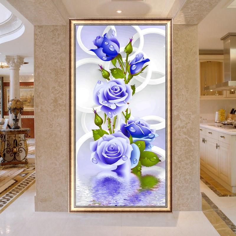 JANDEL 5D Diamond Painting Kit Flowers, Art Painting for Adults Kids Set,  Partial Drill Diamond Covered for Home Wall Decor 12.6 x 22.4 