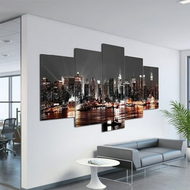 JANDEL Cityscape New York 40” x 20” Framed Canvas Art Prints (5 Pack)