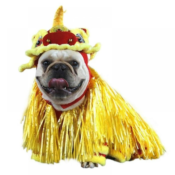 JANDEL Dog Costume Cute Lion Dance Dog Costume with Beast Horn Chinese New Year Cat Dog Clothes for Small Medium Dogs