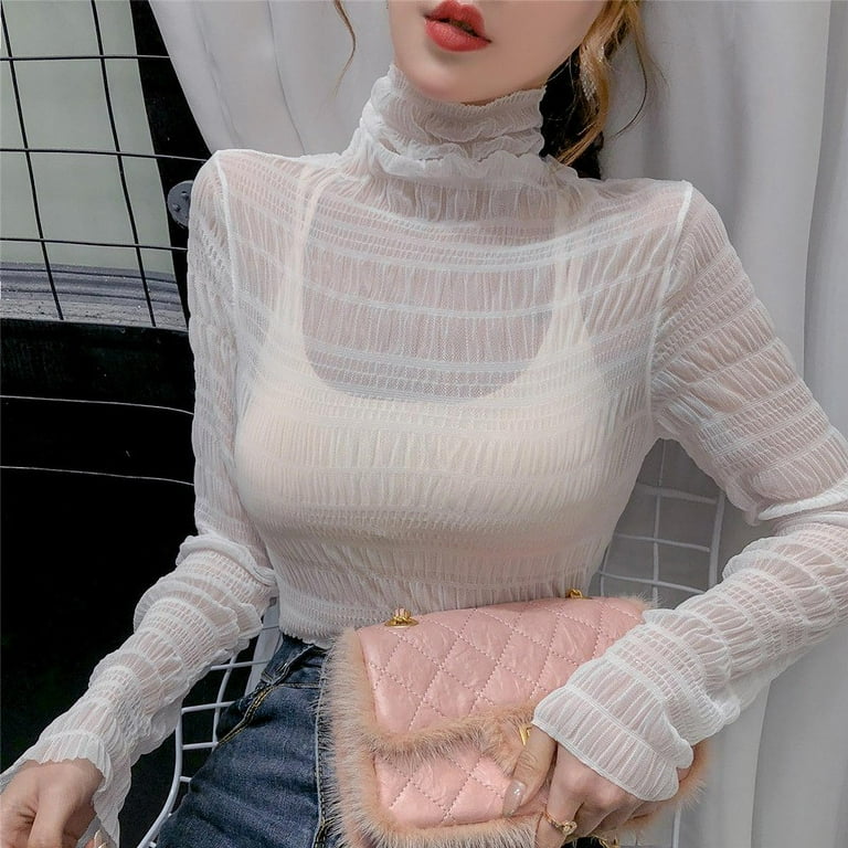 Sexy Lace Perspective Long Sleeve Blouse Sexy Lace Perspective Long Sleeve Blouse