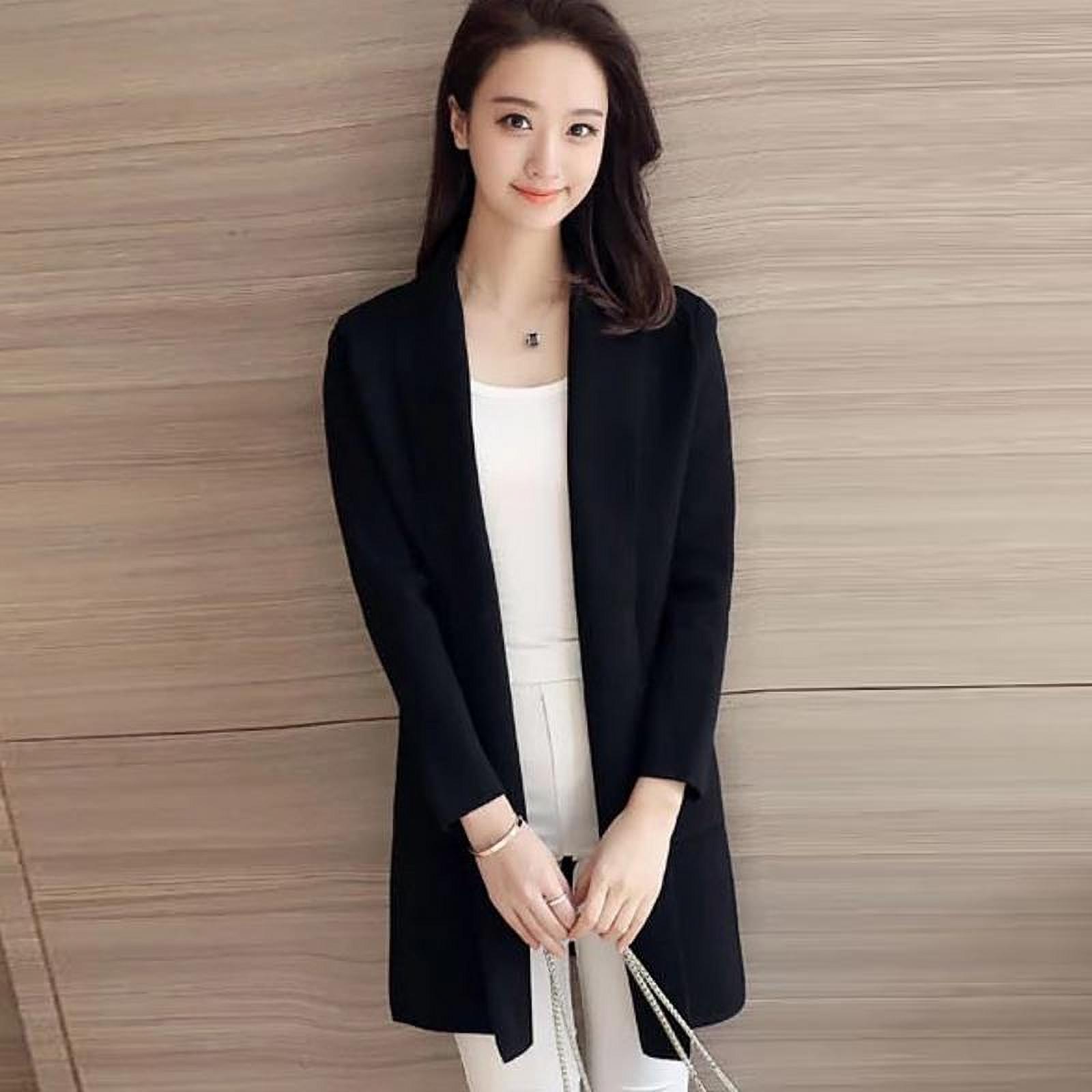 JANDEL Korean Style Loose Casual Solid Color Knit Cardigan Fashion Trend Long-sleeved Women's Coat, Women's Jacket, Long Coat - image 1 of 5