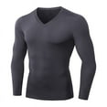 thumbnail image 1 of JANDEL Men High-elastic Plus Velvet Dark Gray Tight Fitness Sports Shirt, 1 of 5