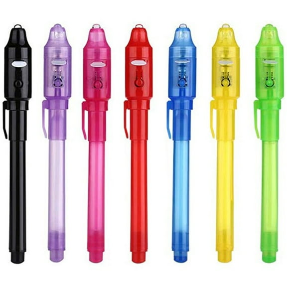 JANDEL Nite Writer Invisible Ink Pen with UV Light, Fine Point, 0.5 mm, Assorted Ink Colors, 5 Pack