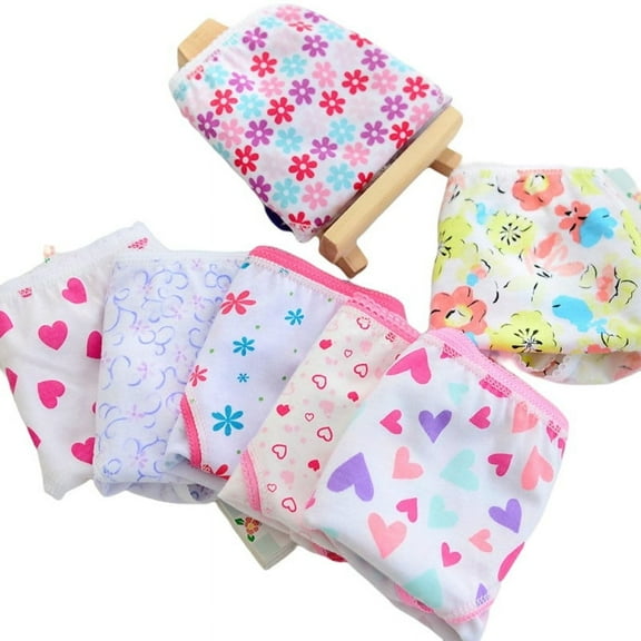 JANDEL Pack of 6 Baby Girl Flower Pattern Underwear Soft Cotton Toddler Girls Panties Briefs 2-10T