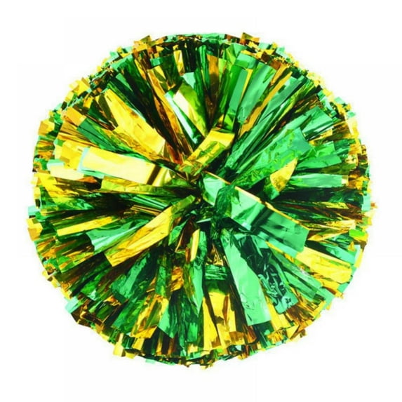 JANDEL Premium Cheerleading Pom Poms Metallic with Plastic Handle for Team Spirit Ball Sports Cheering Dance Sports Kids Adults,Green&Gold