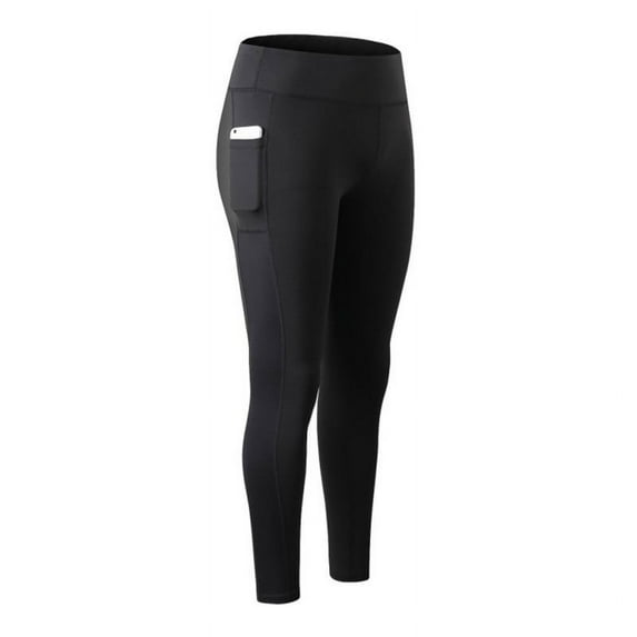 JANDEL Women's PRO High-waist Yoga Running Fitness Pants Tight-fitting Stretch Sports Trousers Plus Fleece Trousers, Black L