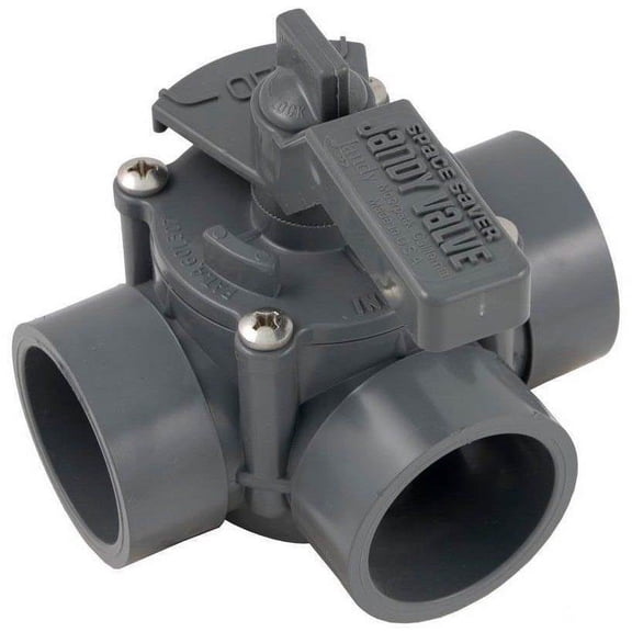 JANDY 3406 3 Port 1-1/2 to 2-Inch Positive Seal Space Saver Pool/Spa Valve, Gray