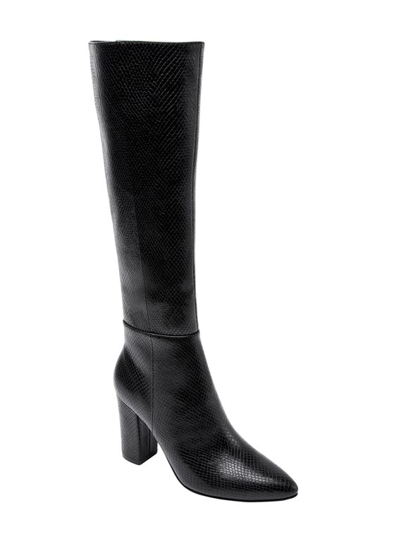 Womens Black German Outsole Shaft Circumference 15 Mabel Pointy Toe Block Heel Zip-Up Dress Boots 9.5