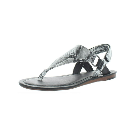 JANE AND THE SHOE Womens Grace Faux Leather Snake Print Thong Sandals
