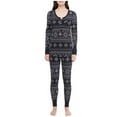 thumbnail image 1 of JANE & BLEECKER Women's 2-Piece Thermal Pajama Set (Black Multi, X-Large), 1 of 4
