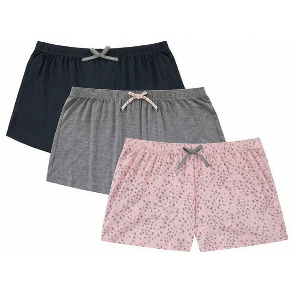 JANE & BLEECKER Womens 3 Pack Sleep Short (Stars Pink, Large)
