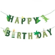 JANGSLNG 1 Set Dinosaur Banner Green Dinosaur Birthday DIY Garland Happy Birthday Banner Party Decor
