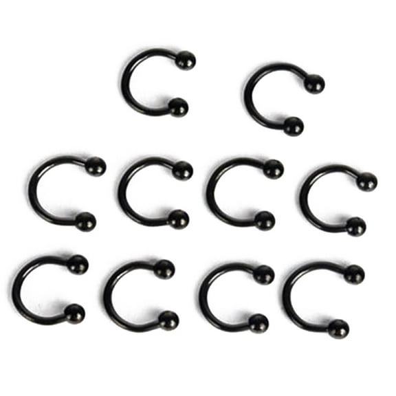 JANGSLNG 10 Pcs Stainless Steel Horseshoe Bar Lip Nose Septum Ear Ring Stud Body Piercing