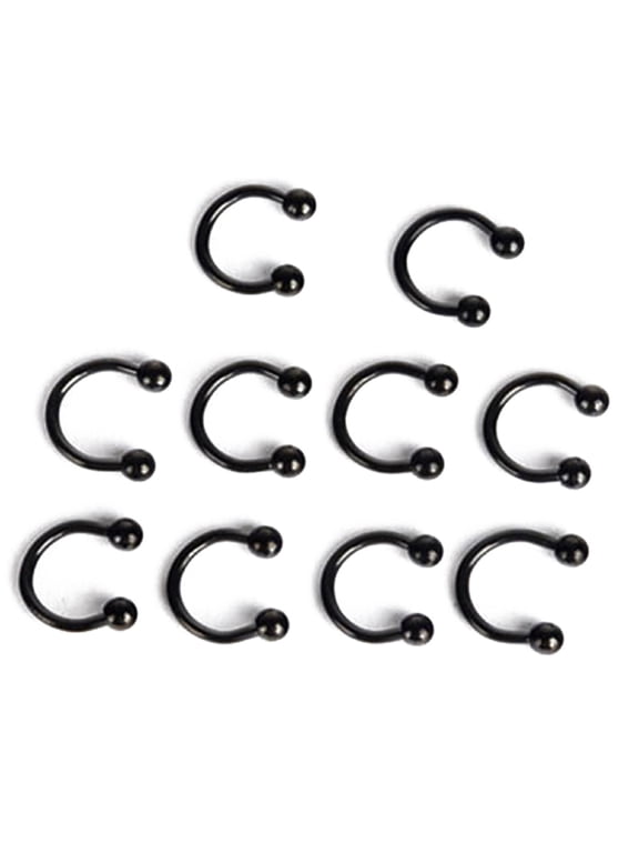 10 Pcs Stainless Steel Horseshoe Bar Lip Nose Septum Ear Ring Stud Body Piercing