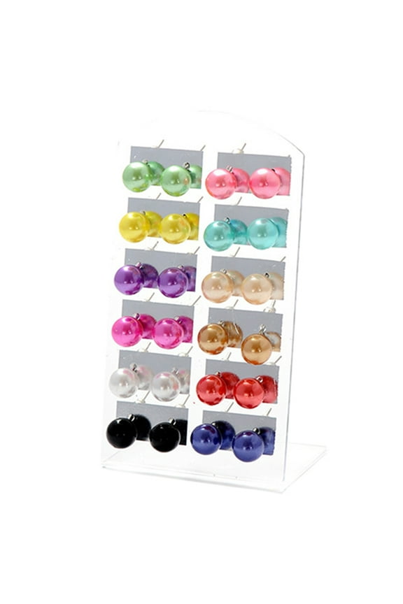 12 Pairs Women Fashion Faux Pearl Round Ball Ear Studs Earrings for Party