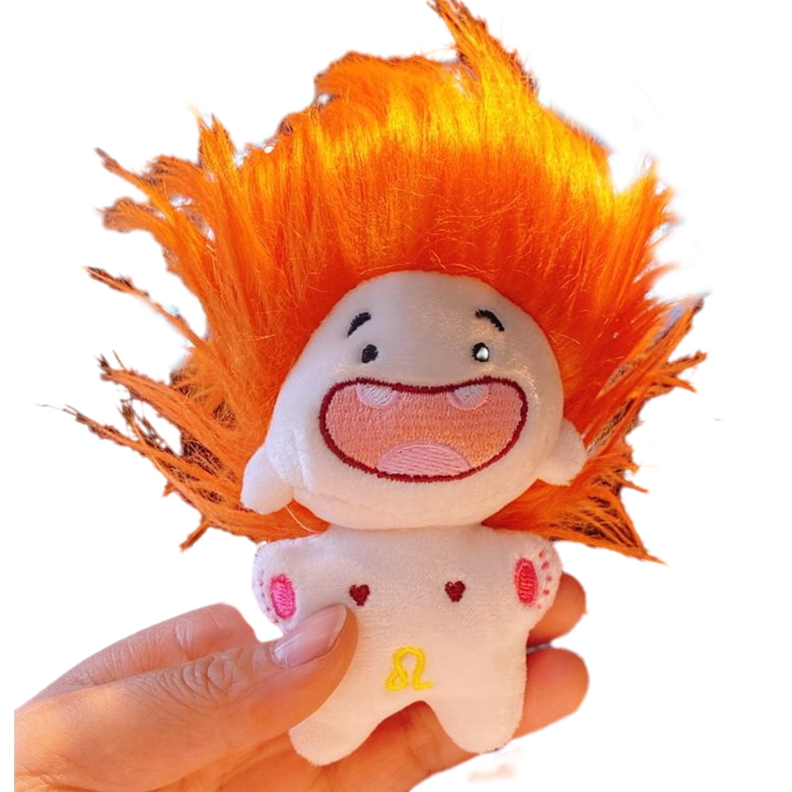 JANGSLNG 15cm Stuffed Naked Doll Colorful Mess Hair Deciduous Teeth 12 Constellation Plushies