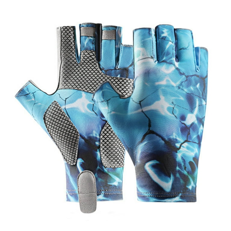 JANGSLNG 1Pair Sun Gloves UPF 50+ Fishing Gloves Fingerless UV Protection  Breathable Swearproof Fishing Gloves Men/Women for Kayaking Hiking