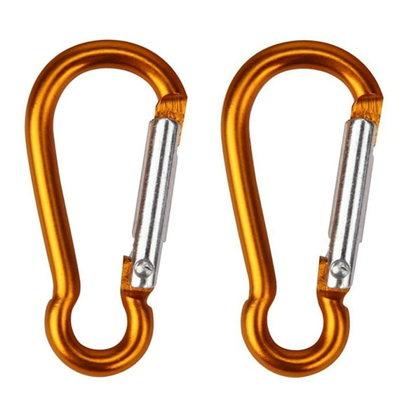 JANGSLNG 2Pcs Aluminum Alloy D Shaped Carabiner Spring Snap Clip Hooks Climbing Keychains