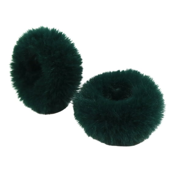 JANGSLNG 2Pcs Bright Color Simple Hair Ties Handmade Faux Rabbit Fur Furry Scrunchies Hair Accessories