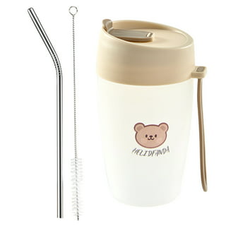 1.5L Bear Straw Water Bottle Summer Outdoor Large Capacity Plastic Straw  Drinking Cup Cute Children Water Cup Kawaii Bear Kettle