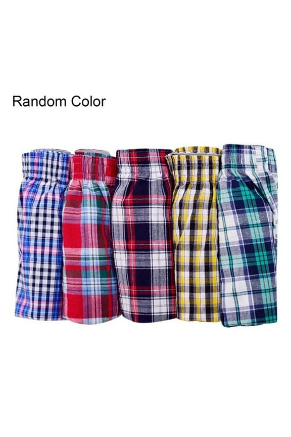 Casual Plaid Print Elastic Waist Men Underwear Summer Beach Pants Boxers Shorts