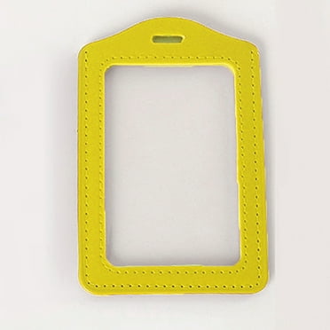 JANGSLNG Fashionable ID Badge Card Holder Faux Leather Frame Clear Case Cover Lanyard