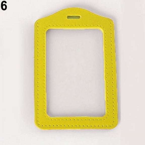 JANGSLNG Fashionable ID Badge Card Holder Faux Leather Frame Clear Case Cover Lanyard