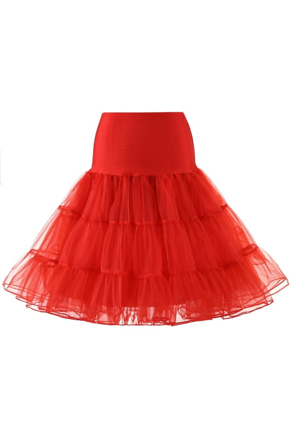 Retro Women Solid Color Wedding Bridal Underskirt Crinoline Tutu Tulle Petticoat